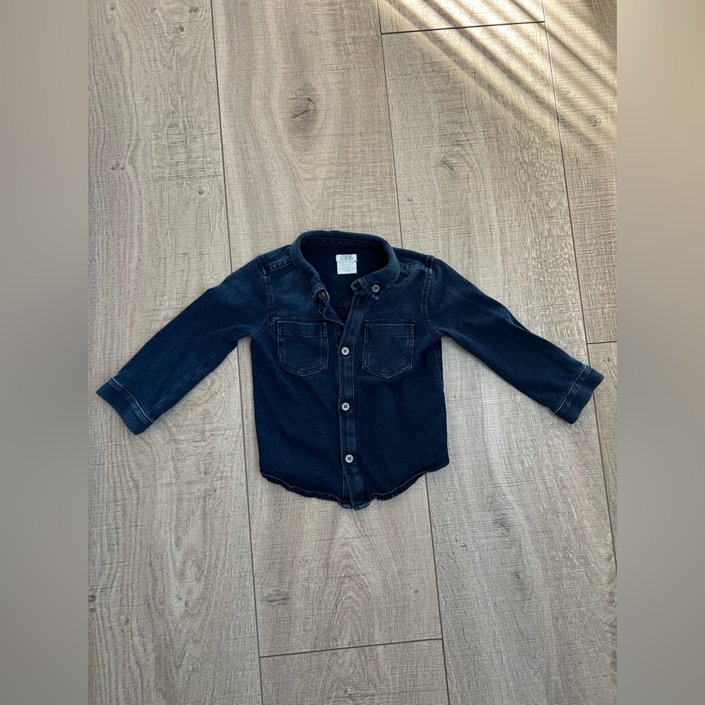 Mamas and Papas Baby Dark Wash Button Down Shirt Size 12-18 Months